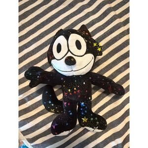 Felix The Cat Plush Toy Rainbow Galaxy Star Pattern Black Celestial